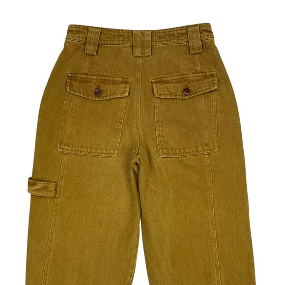 Alex Mill Phoebe Pant In Recycled Denim 24 Golden Khaki Tapered Barrel High Rise - Picture 8 of 12
